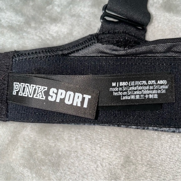 PINK Victoria’s Secret Ultimate Lightly Lined Sports Bra Grey Black Size M - Picture 6 of 8